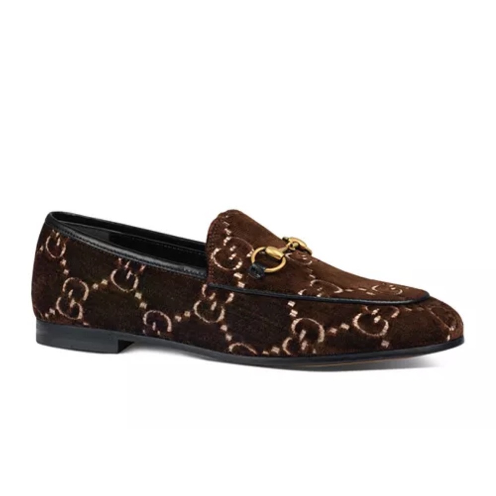 Gucci Women's Jordaan Velvet Logo Loafers